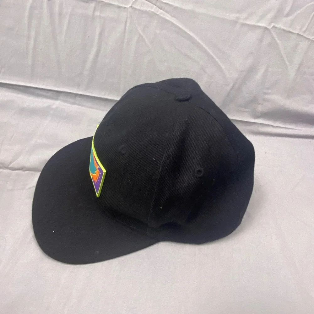 Pink Dolphin Ghost Patch Snapback Hat Mens OSFM Black Cap Flat Brim Streetwear